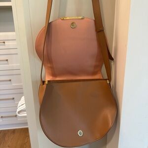 Cuyana medium saddle bag- brown & peach/pink